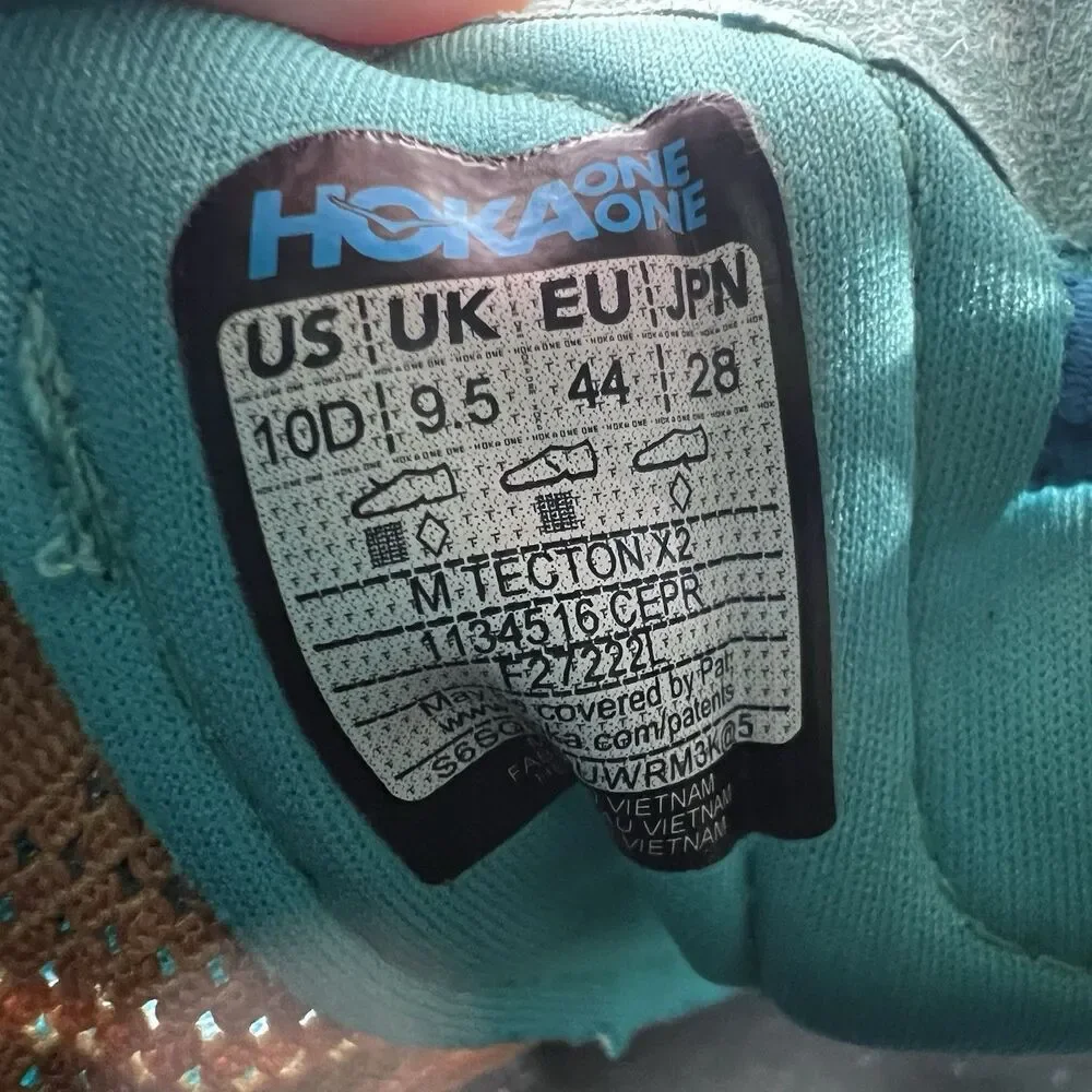 Hoka Tecton X2 Lace Up Athletic Trail Running Shoes Sneakers Men's Size 10 - Picture 8 of 8